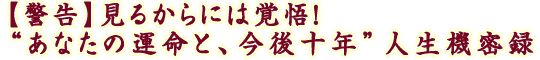 【警告】見るからには覚悟！“あなたの運命と、今後十年”人生機密録