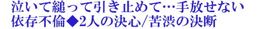 泣いて縋って引き止めて…手放せない依存不倫◆2人の決心/苦渋の決断