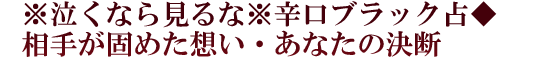 ※泣くなら見るな※辛口ブラック占◆相手が固めた想い・あなたの決断